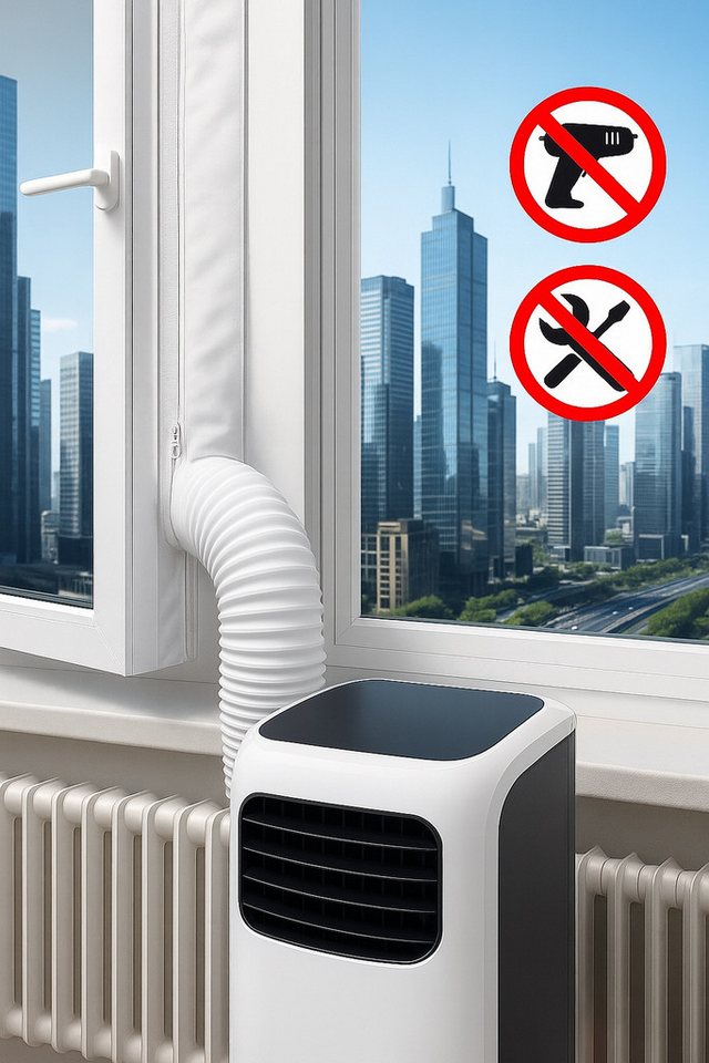 One Home Fenster-Set Erweiterung Fensterabdichtung für Mobile Klimageräte, Klimaanlage, und Wäschetrockner, Ablufttrockner, Hitzeschutz, Dachfenster, Fenster Bild 3
