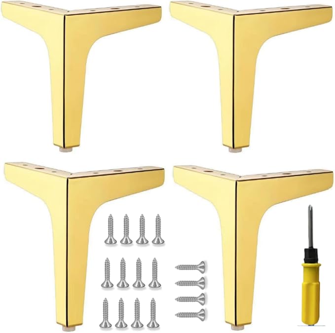 4-teiliges Set Goldener Möbelfüße, 15 Cm Hohe Metall-sofafüße, Tragkraft Bis Zu 800 Kg, Moderne Dreieckige Möbelfüße Für Sofa, Tisch, Bett Und Schrank