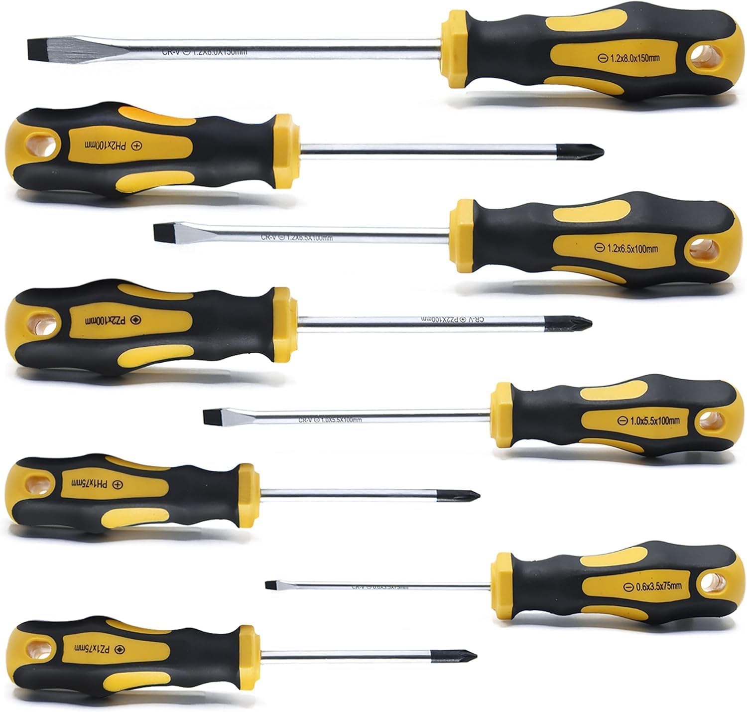8-teiliges Set Magnetischer Schraubendreher, Inklusive Kreuz-, Schlitz-, Pozidriv- Und Ph-, Pz- Und Sl-schrauben, Ergonomisch Geformte Griffe, Polierte Spitze, Chrom-vanadium-stahl