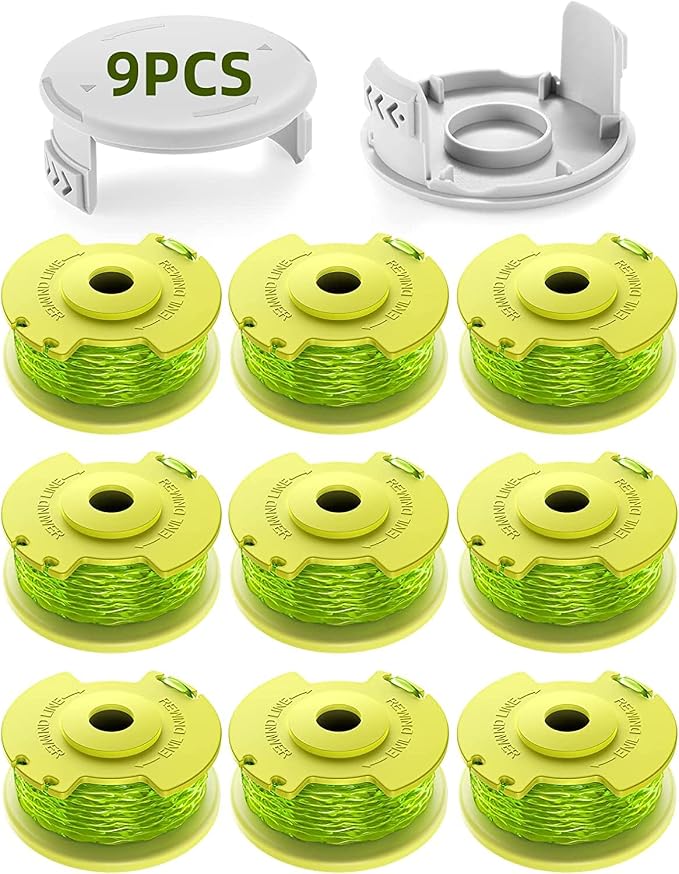 Ywtesch 11er-pack Aktualisierte Modellspulen-trimmerfaden, Geeignet Für Ryobi One +18v, 24v, 40v Trimmer, Ø2,0mm Und 3,4m Länge Ac14rl3a Trimmer-ersatzteile (9 Spulen, 2 Abdeckungen)