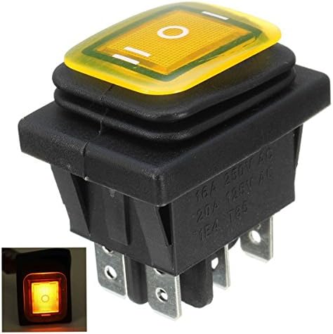 Esportsmjj 16a 250v 3-positionen 6-pin Wasserdichter Wippschalter Mit Kontrollleuchte - Gelb