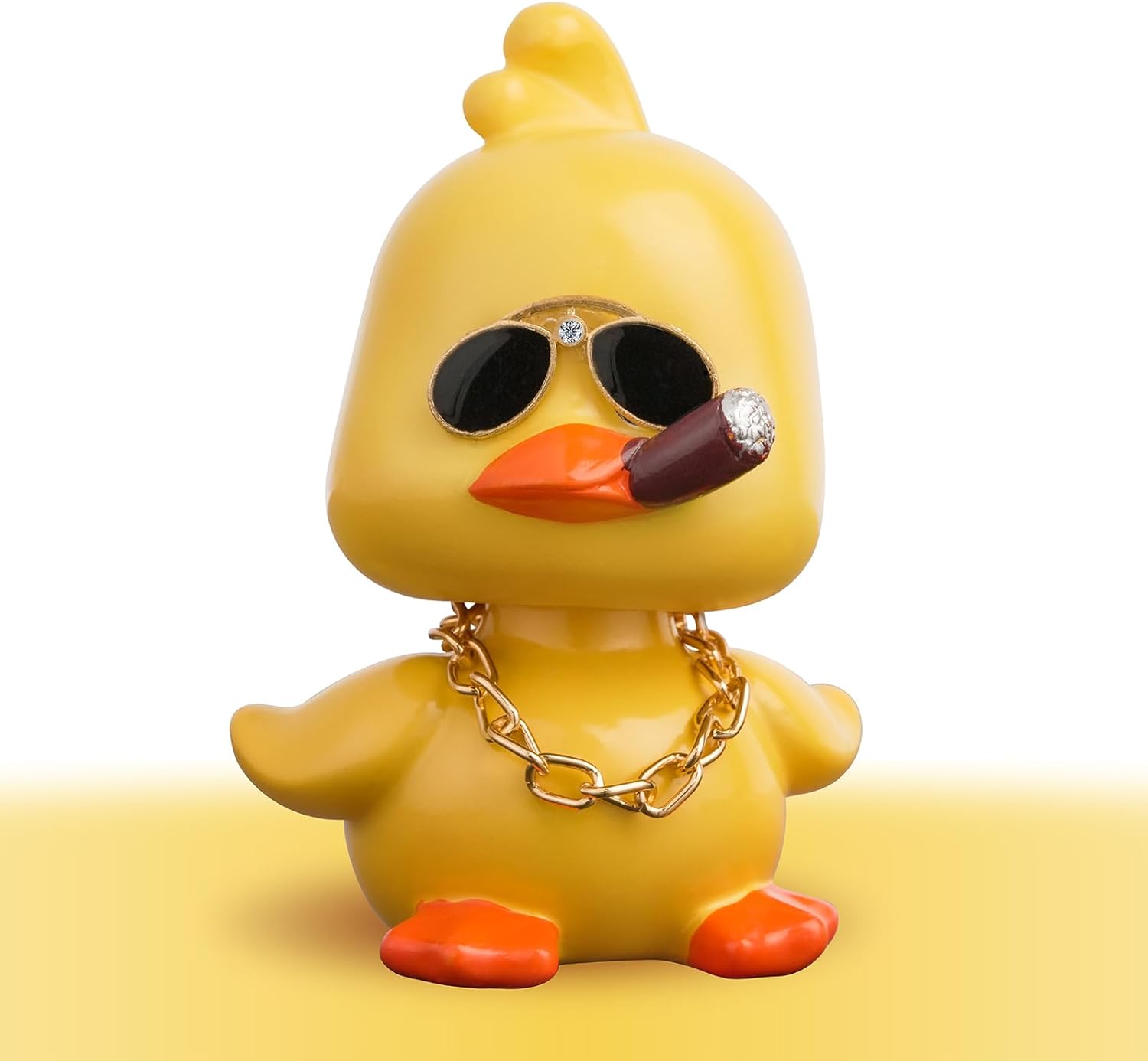 Gelbe Entenfigur, Wackelkopffigur Aus Kunstharz, Auto-armaturenbrett-dekoration, Auto-innenausstattungsspielzeug, Auto-zubehör-ornament, Wackelkopffigur, Geburtstags-, Weihnachts- Und Neujahrsgeschenk
