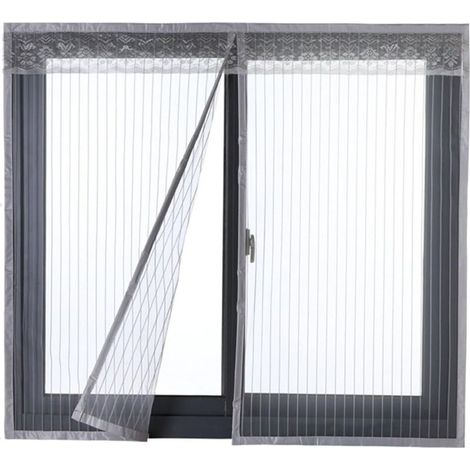 Magnetisches Moskitonetz Für Tür Oder Fenster, Moskitovorhang Mit Integrierten Magneten, Grau, 120 X 130 Cm