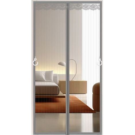 Magnetisches Moskitonetz Für Türen Oder Fenster, 90 X 210 Cm, Verstärktes Fliegengitter Mit 50 Magneten, Grau, Ideal Für Balkone, Keller Und Schlafzimmer