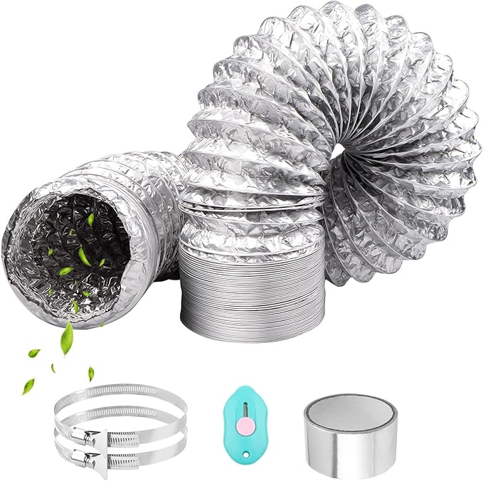 125-mm-pvc-lüftungsrohr, 3 M Wärmerückgewinnungsrohr, Flexibles Abluftrohr, Aluminium-lüftungsrohr Mit 2 Stahlklemmen Für Klimaanlage/abluftventilator