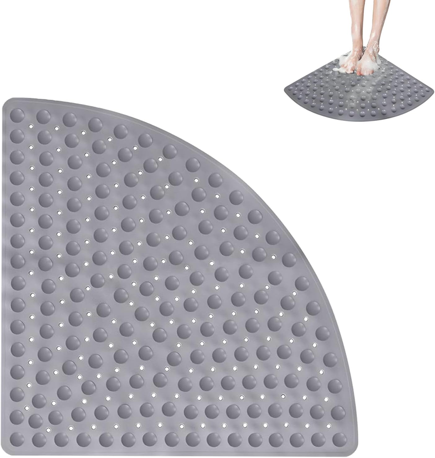 Duschmatte, 54 X 54 Cm, Rutschfest, Viertelkreis, Eckduschmatte, Pvc-badematte, Rutschfeste Duschmatte, Für Badezimmer Und Sauna (grau)