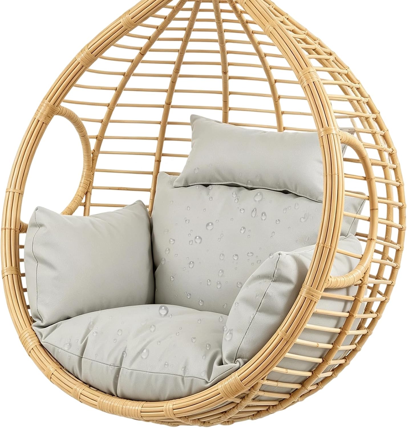 Stuhlkissen, Schaukelstuhlkissen, Modernes Outdoor-kissen Mit Kopfstütze, Sitzkissen, Weiches, Wasserdichtes Polyester-ersatzkissen Für Hängesessel Aus Rattan (grau)