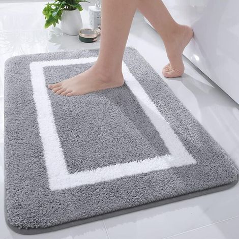 Rutschfeste Badematte – 40 X 60 Cm – Grau, Mikrofaser-badematte, Saugfähige Plüsch-badematte, Maschinenwaschbar