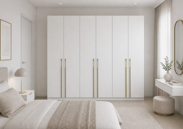 MOEBLO Drehtürenschrank Glamy 6D (Moderner 6-türiger Kleiderschrank mit viel Stauraum, vier Kleiderstangen, Einlegeböden – Ideal für Schlafzimmer, Ankleidezimmer, Schrank Garderobe Drehtürenschrank) (BxHxT): 230 cm x 210 cm x 57 cm