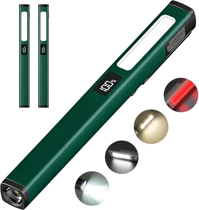 Baifulai 2er-pack Cob-led-taschenlampen – Usb-c-aufladbar – 6 Helligkeitsstufen – Ipx5 Wasserdicht – Mini-led-taschenlampe Mit Magnet Und Akkuanzeige – Für Camping Und Werkstatt
