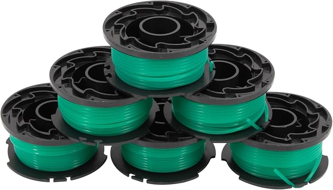 6er-pack Nylon-trimmerfadenspulen Für Black & Decker Gl7033, Gl8033 Und Gl9035, 6 M Länge, 2 Mm Durchmesser, A6482 Grün