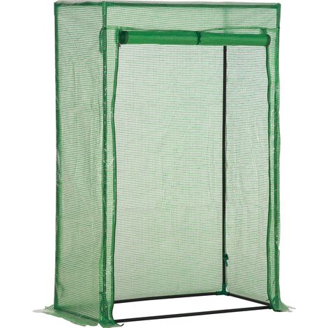 Gewächshaus Mit Rolltor, 100 X 50 X 150 Cm, Aus Stahl Und Grünem Kunststoff, Zur Pflege Und Vermehrung Von Pflanzen.