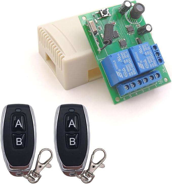 Dieserc Sicherer Fernbedienungsschalter Dc 12v 24v 30v Drahtloser 433mhz Rf 10a Relaisempfänger Mit 2 Sendern, Für Motor, Licht, Tor, Diy-steuerung