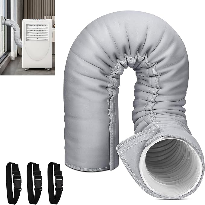 Benasan Tragbare Klimaanlagen-rohrisolierung, Polyvinylchlorid, Hellgrau, Passend Für Abgasrohre Mit 12,7 Bis 15 Cm Durchmesser, Einfache Montage, Schutzhülle