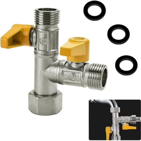 3-wege-t-stück-wc-armatur G 1/2 Umstellventil Aus Messing Mit 3 Gummidichtungen Für Bad Und Küche