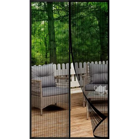 Magnetisches Moskitonetz Für Türen Und Fenster, Bohrfreier Fliegenvorhang Mit Magnetverschluss, Für Außentüren, Balkone, Wohnmobile Und Terrassen, Schwarz, Maße 120 X 210 Cm