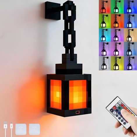 Kinderwandlampe – 16 Led-farben – Stimmungslicht Mit Fernbedienung Und Dimmer – Retro-pixellaterne – Usb-batteriebetrieb – Ideal Fürs Kinderzimmer