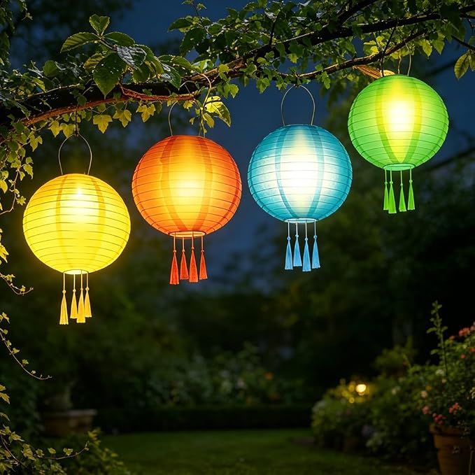 4er-set 25 Cm Große Solar-gartenlaternen, Led-solar-gartenlaternen, Hänge-gartenlaternen, Solar-gartenlaternen Für Balkon Und Terrasse