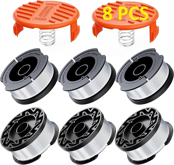 Eventronic 8er-pack Trimmerfadenspule, Kompatibel Mit Black & Decker Trimmern, A6481 A6485 1,65 Mm Trimmerfadenspule (6 Trimmerfäden, 2 Schutzkappen, 2 Federn)