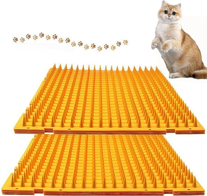 Katzenabwehrmatte 42 X 32 Cm (10 Stück, Orange, Mit 100 Kabelbindern Und 40 Befestigungspunkten) – Ausziehbares 1,34 M² Großes Abwehrgitter Mit Befestigungslöchern Gegen Katzen Und Hunde, Für Garten U