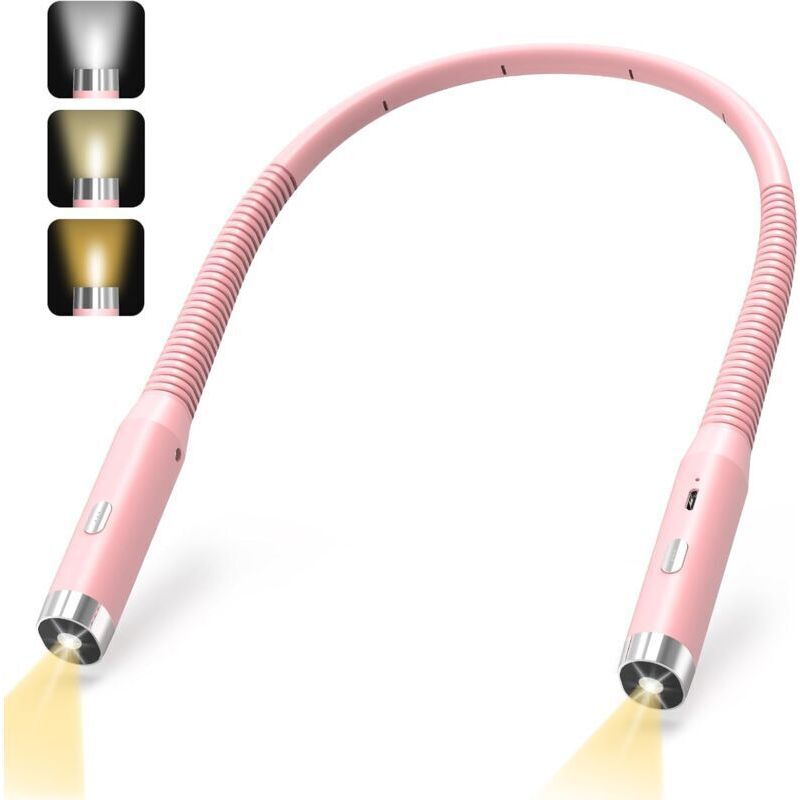 Wiederaufladbare Led-nackenleuchte, Erhältlich In Drei Farben, Helligkeit Einstellbar, Ideal Zum Stricken, Rosa.