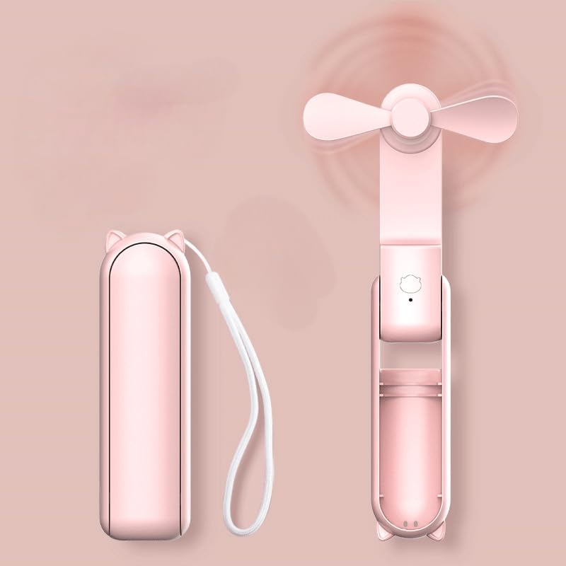 Mini-taschenventilator, Tragbar, Wiederaufladbar, Faltbar, 3-in-1, Mit Aufhängeschlaufe, Für Sommer, Outdoor-aktivitäten, Zuhause Und Büro, Usb-betrieben