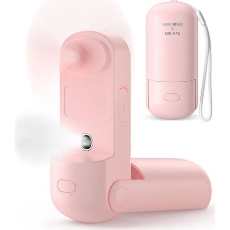 3-in-1-ventilator Mit Sprühfunktion, Mini-ventilator, Per Usb Aufladbar Und Batteriebetrieben, Ideal Für Reisen, Büro Oder Schlafzimmer – Geeignet Für Frauen, Kinder Und Mädchen – Farbe: Rosa