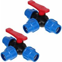 Konvolut Aus 2 Rostfreien Hdpe-3-wege-kugelhähnen Mit Rotem Vinylgriff Und 25-mm-npt-innengewinde Für Rohre