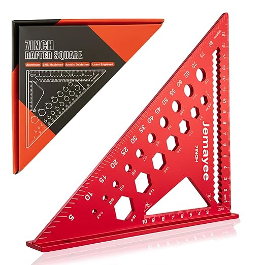 5-in-1 Zimmermannswinkel 180 Mm, Multifunktional, 4 Mm Aluminiumkappe, Zimmermannswinkel, All-in-one-holzbearbeitungswerkzeug, Winkelmesser, Lineal, Markierungslehre, Bohrschablone