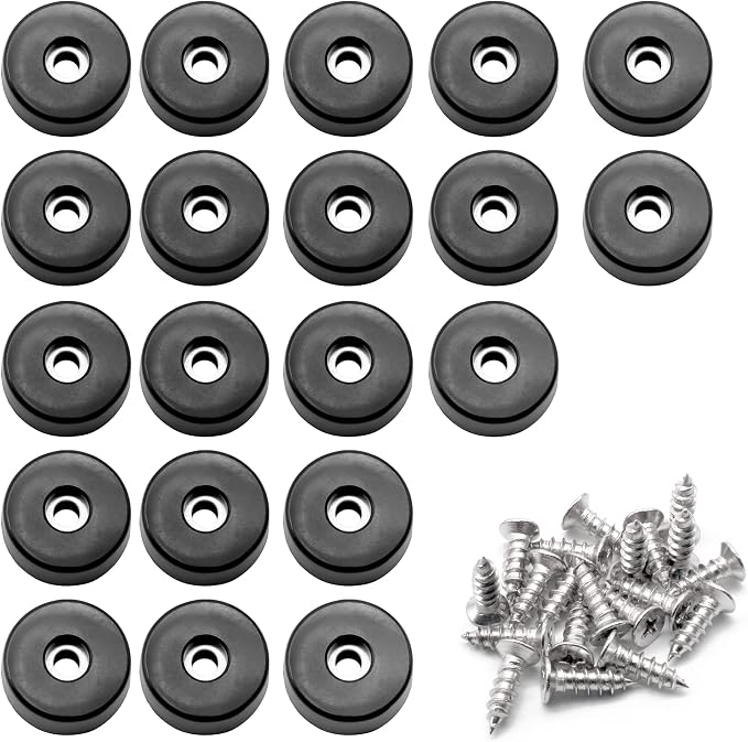 Große Schwarze Gummimatte (9 Mm × 25 Mm × 23 Mm) Geeignet Für Schneidebretter, Inklusive Edelstahlschrauben, 20er-set