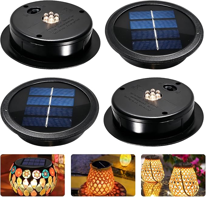 Set Mit 4 Ersatz-solarleuchten – 11 Cm – Ersatz-solarabdeckung Mit 7 Leds – Ip65 Wasserdichtes Led-solarpanel – Ersatz Für Garten-solarleuchten, Solarlaternen Und