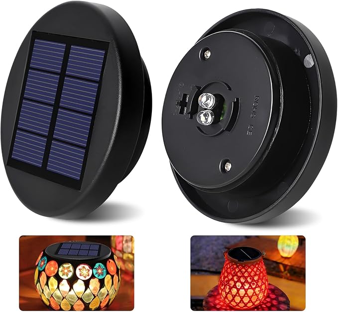 Set Mit 2 Ersatz-solarleuchten (6 Cm) – Wasserdichte Solar-gartenleuchten Mit 2 Leds (rgb-farbwechsel/warmweiß) – 800-mah-solarbatterie Mit Paneelen