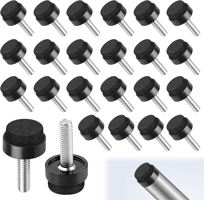 24 Schwarze M6-filzgleiter Für Möbel, Ø 19 Mm, Schraubfüße Zum Nivellieren, Verstellbare Möbelfüße Mit Gewinde, Bodenschoner Für Tische, Schränke, Stühle, Möbel, Sofas Und Werkbänke