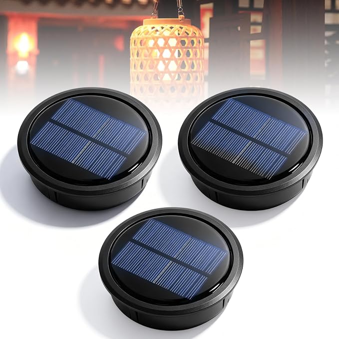 Set Mit 3 Ersatz-solarleuchten: 10,5 Cm Durchmesser, Mit Klaren Leds, Wasserdichtem Solarpanel (ip65), Hängelaterne, Ersatz-solarpanel Für Solarlaternen, Garten, Außenbereich