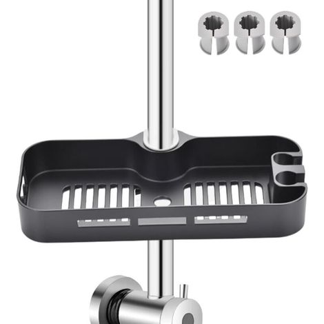 Gardinenstangenablage, Gardinenstangenablage Für 22-25 Mm Gardinenstangen, Gardinenschienenablage Mit 2 Haken Und Knaufhalterung (schwarz)
