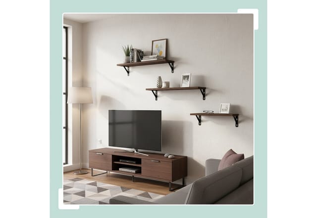 relaxdays Wandregal Set 3 Größe, 3-tlg., Vintagebraun