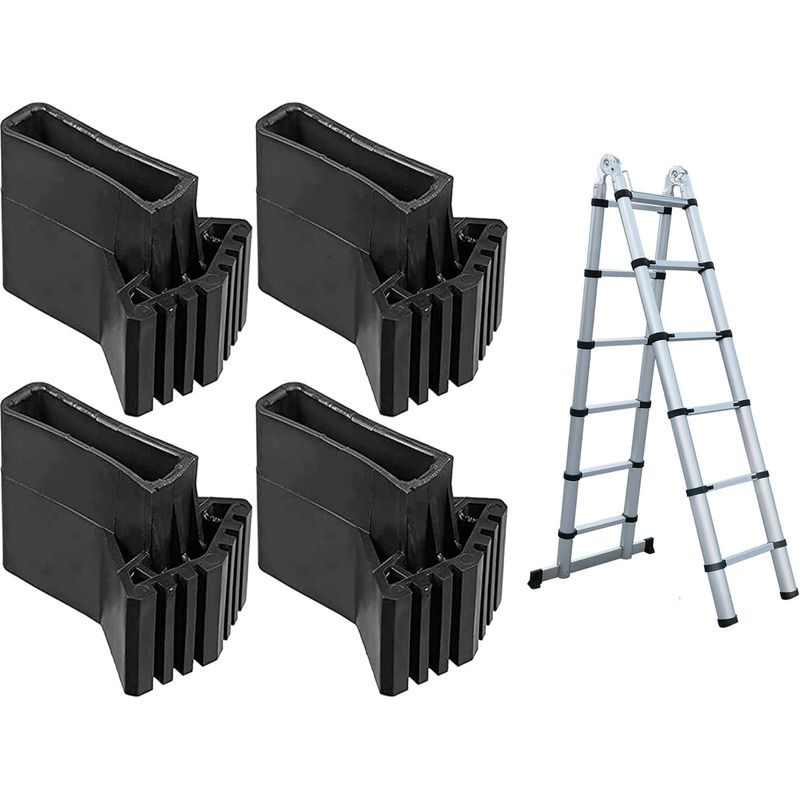 Set Mit 4 Rutschfesten Pvc-füßen Für Teleskopleitern, Geeignet Für Holz- Und Fliesenböden
