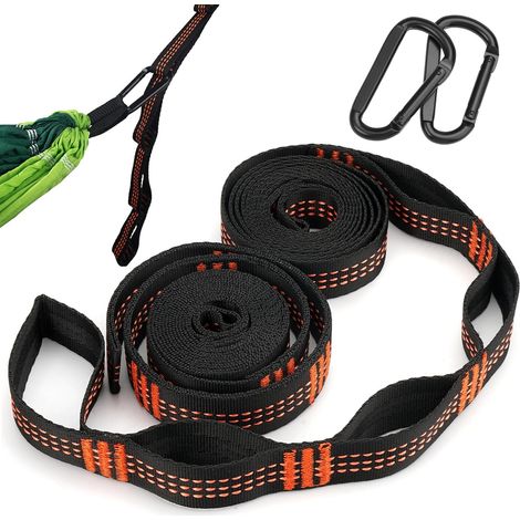 Hängemattengurte Aus Polyester – 2er-set – 2 M X 2,5 Cm – Maximale Belastung 300 Kg – Verstellbare Schlaufen Zur Baumbefestigung