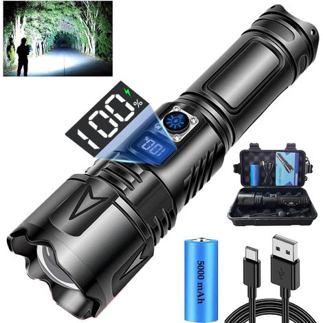 50000 Lumen, Usb-c-wiederaufladbar, 5000 Mah, Ip65 Wasserdicht, 5 Modi, Zoom, Für Camping Und Notfälle Im Freien