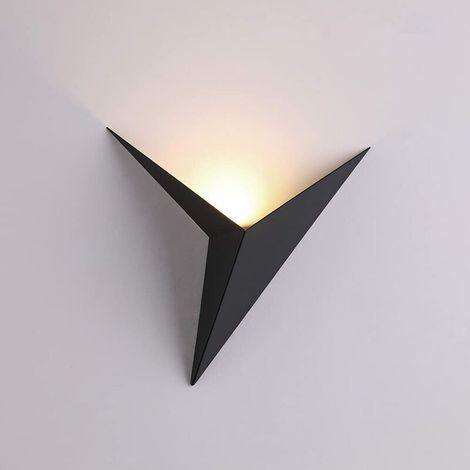 3-watt-led-wandleuchte Für Den Innenbereich, Kreatives Dreiecksdesign, Schwarzes Metall, 3000 K Warmes Licht, Moderne Wandleuchte Für Schlafzimmer, Wohnzimmer, Treppenhaus Und Flur