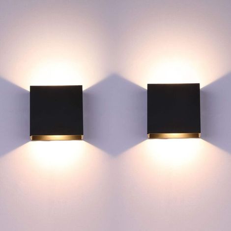 6-w-led-wandleuchte Mit Nach Oben Und Unten Gerichteter Beleuchtung, Schwarzes Aluminium, Warmweißes Licht, Für Wohnzimmer, Schlafzimmer, Badezimmer Und Küche, Moderne Wandbeleuchtung