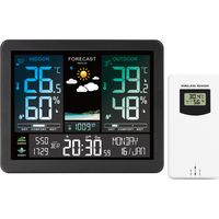 Drahtlose Wetterstation Mit Farb-lcd-display, Außensensor, Barometer, Mondphasenanzeige, Wecker, Wettervorhersage Und Einstellbarer Hintergrundbeleuchtung.