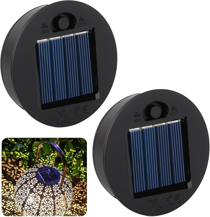 2-teiliges Ersatz-solarleuchten-set, 7 Cm, 1,2 V 600 Mah, Ip44 Wasserdicht Mit Warmweißer Led, Ersatz-solarabdeckung Für Garten-, Terrassen- Und Außenlaternen