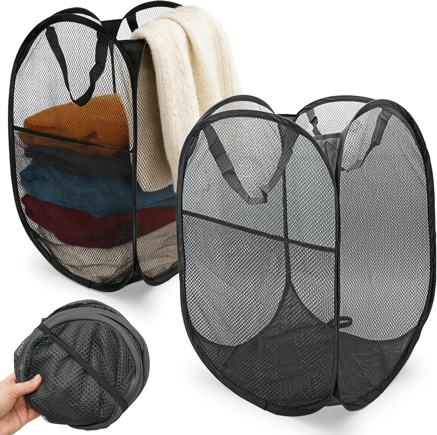 Wäschekorb 62 L (58 X 38 X 28 Cm), Faltbar, Vielseitig Einsetzbar In Waschküche, Badezimmer Und Zur Aufbewahrung Von Kinderspielzeug.