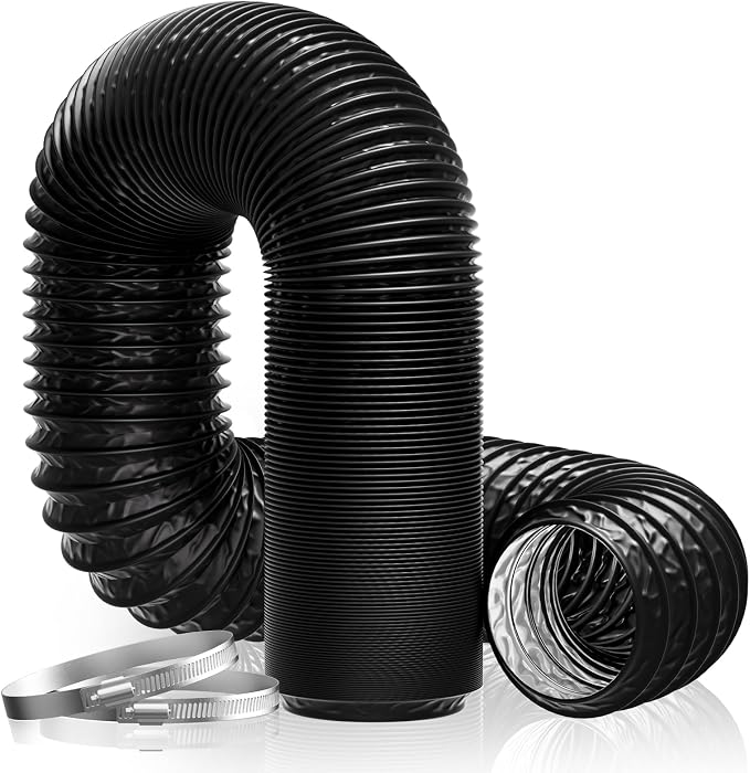 Hon&guan Flexibler Luftkanal-lüftungsschlauch 125 Mm X 5 M Aus Aluminiumfolie Und Pvc Für Heizung Und Klimaanlage, Wäschetrockner, Abluftventilator (ø125mm, 5 Meter, Schwarz)