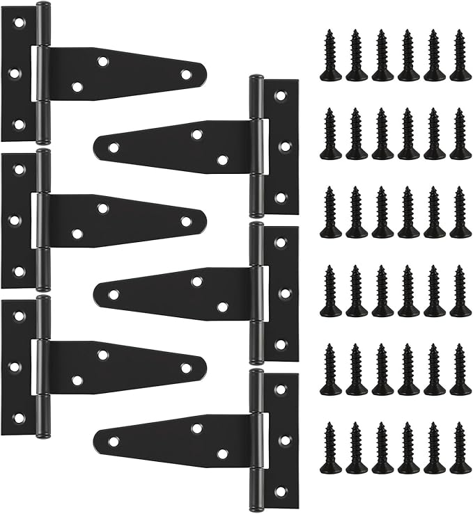 6 Stück T-scharniere, Schwarze T-förmige Türscharniere, 100 X 65 Mm, Hochleistungs-türscharnier, Schrank- Und Hochleistungs-türscharnier, Hochleistungs-scharnier Für Scheunentüren, Schuppen