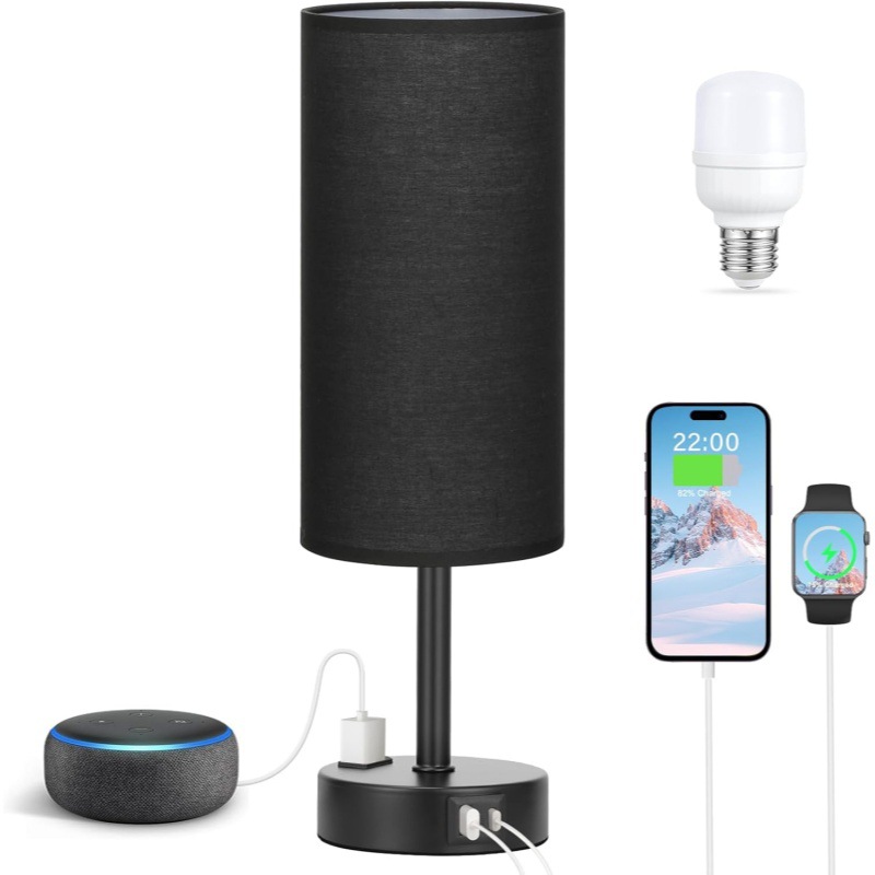 Touch-schreibtischlampen-set, Dreistufiger Dimmer, Usb-a- Und Usb-c-ladeanschluss, Netzstecker.