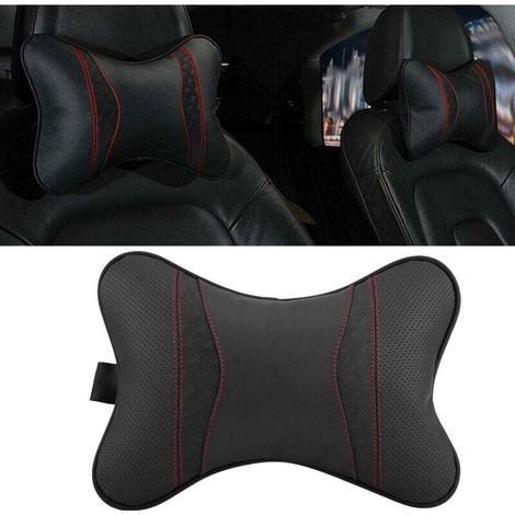 Autositzkissen Aus Leder Für Kfz-zubehör, Kopfstütze, Nackenstützkissen, Schwarz