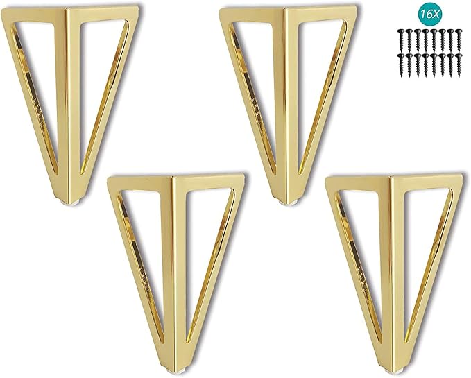 Qenovo Möbelfüße, 4er-pack Metall-tischbeine, 15 Cm, Schwarz, Für Tv-ständer, Couchtische, Schränke, Schlafsofas Und Mehr. (15 Cm, Gold)