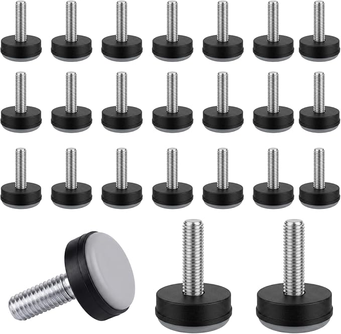 24 Robuste, Verstellbare Ptfe-füße, 20 Mm Durchmesser, Runde Gleiter Nivellierfüße Mit M6-schraube, Ptfe-gleiter Mit Gewinde Zum Schutz Von Möbeln Auf Teppich, Parkett Oder Fliesen